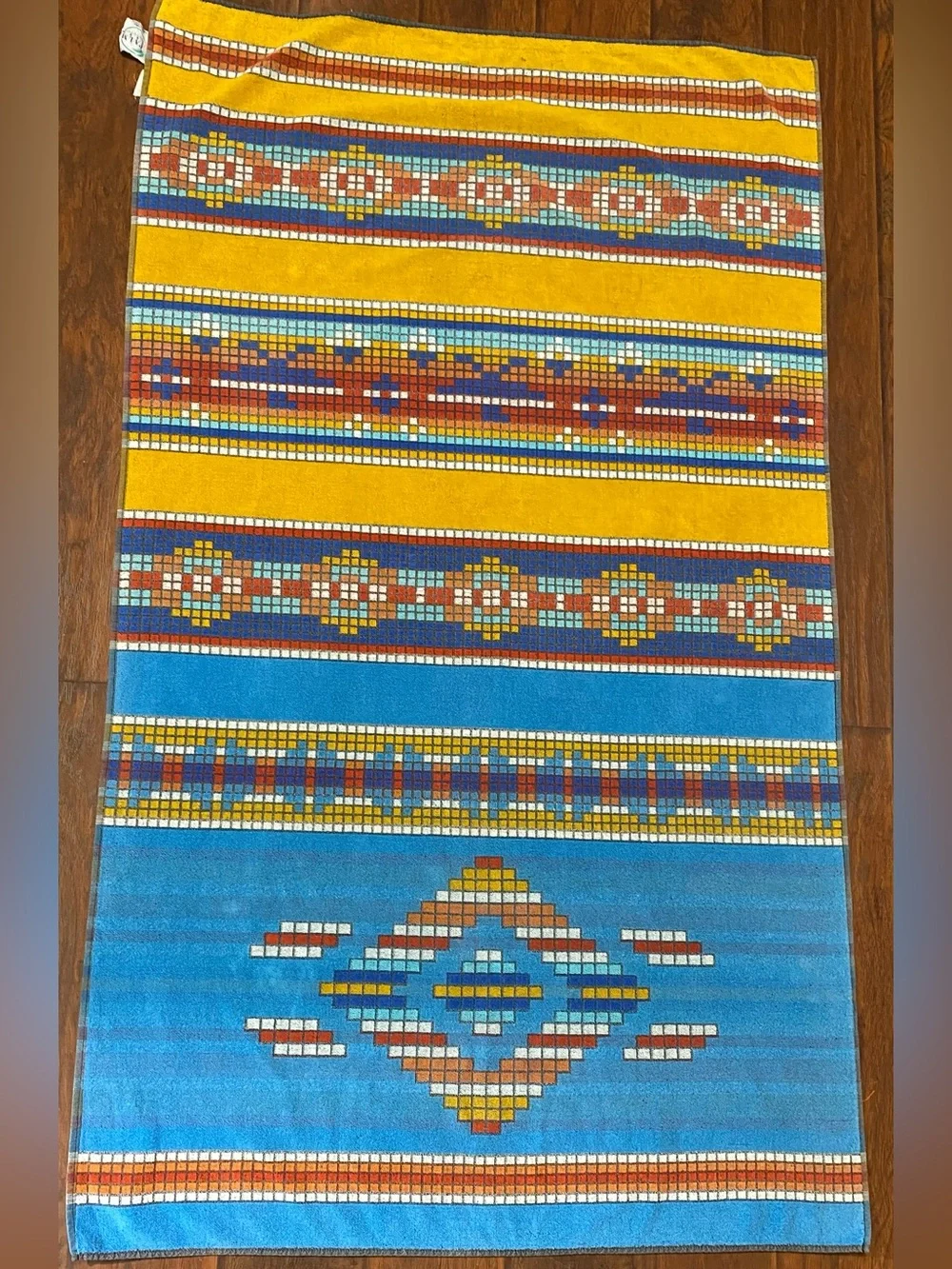 Palm Cove Vintage Beach Towel Geometric Aztec Print Cotton Brazil Retro  AA20